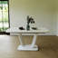 Table de salle à manger blanche extensible avec pieds en forme de U pour table de réunion, faite de haute qualité