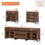 Buffet 3 en 1 multifonctionnel avec portes en verre et 5 tiroirs, crédence moderne avec tablette réglable et base en métal, armoire de rangement pour bar et salon, cuisine-1498460147