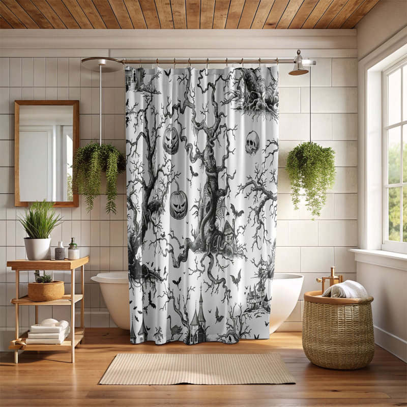Rideau de douche Halloween 1 pièce, H 74 po x l 71 po