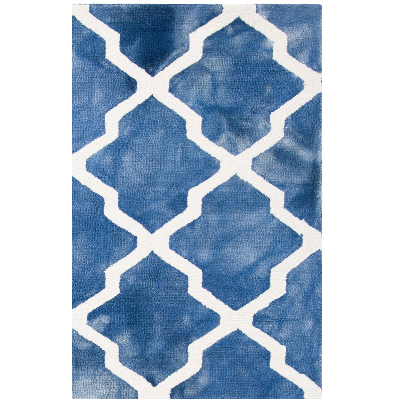 Tapis géométrique en laine touffeté à la main Dip Dye, Carré 7 pi