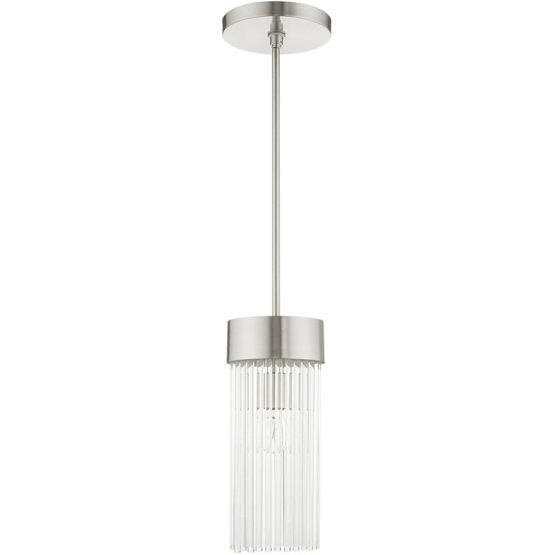 Brushed Nickel Crystal Drum Pendant Light