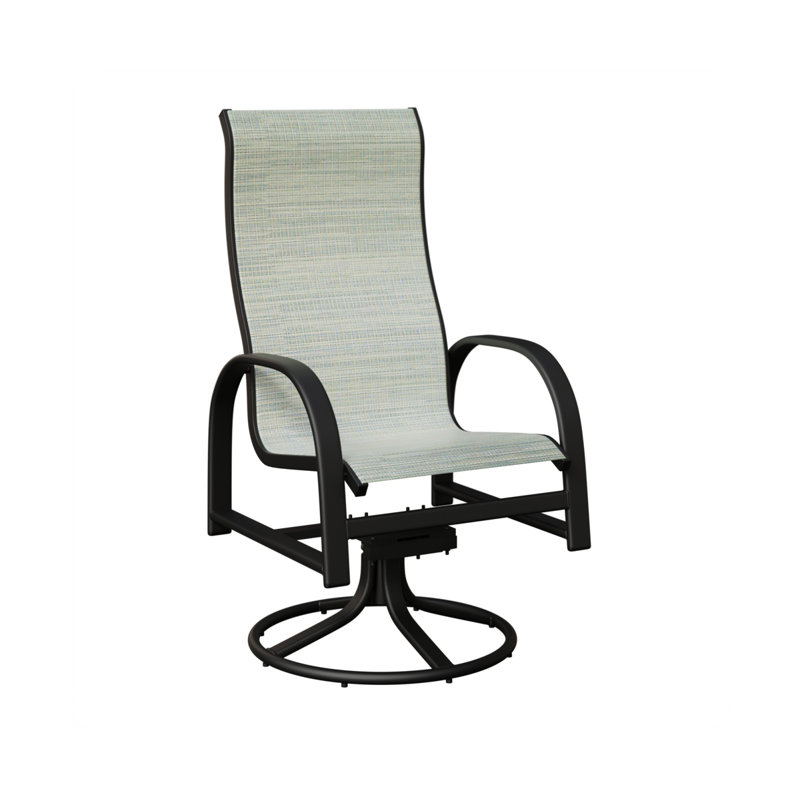 Chaise berçante pivotante à haut dossier Amma, Martinique, Aluminium noir mat