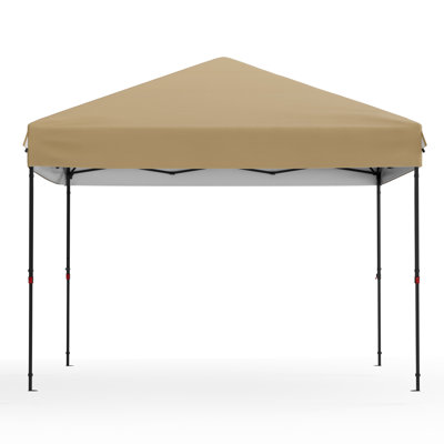 Heavy Duty Pop Up Canopy Tent 10x10 FT – Waterproof Outdoor Shelter – 1 Sidewall – 3 Adjustable Heights – Portable Roller Bag – UV Protection – For Events, Camping, Beach, Garden – Brown