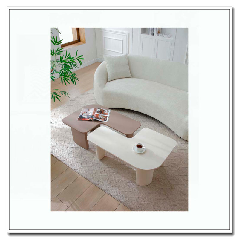 Ensemble de tables basses 2 pièces, Kaki / blanc