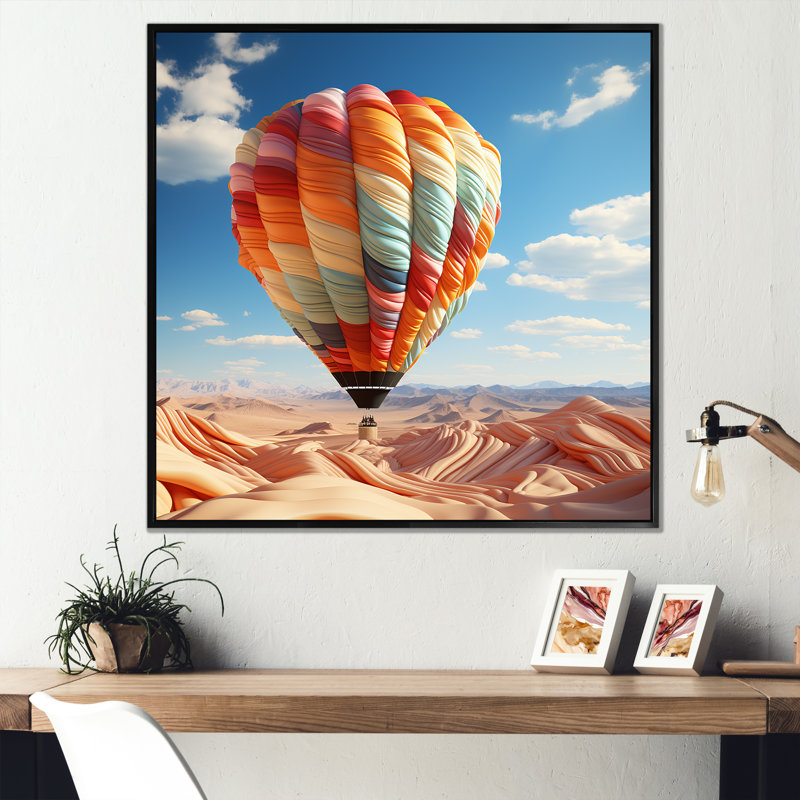 «Abstract Colorful Balloon Soaring II», reproduction sur toile, Cadre flottant noir, H 36 po x l 36 po x P 1,5 po