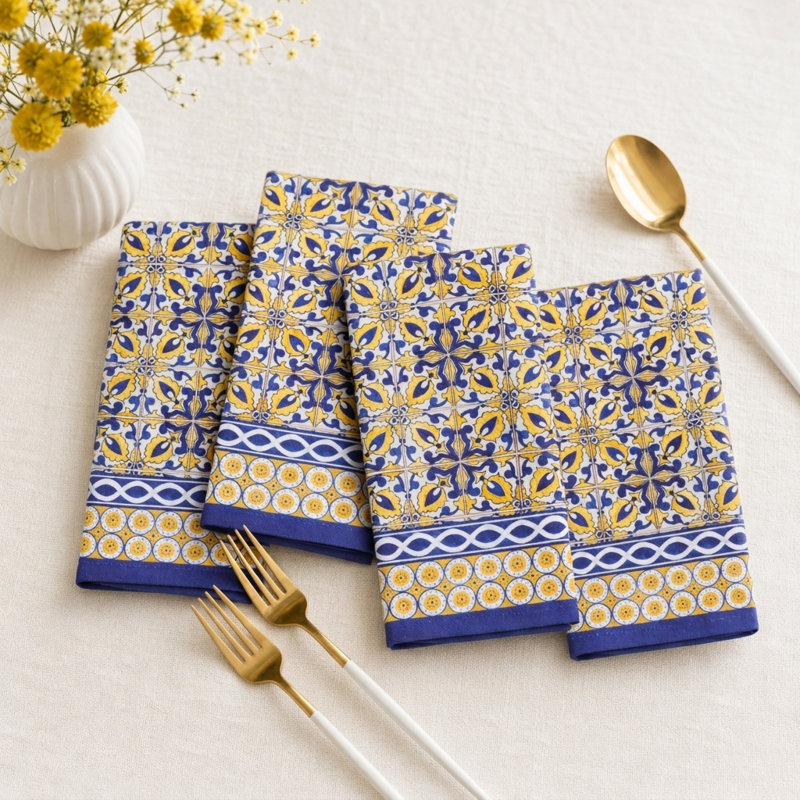 Maison d' Hermine Cloth Napkins Set of 4 100% Cotton Everyday Reusable Square Napkins Cloth Washable Dinner Party Wedding Restaurant Valentines Day Decorations Spring/Summer (Ceramic, 18" x 18")