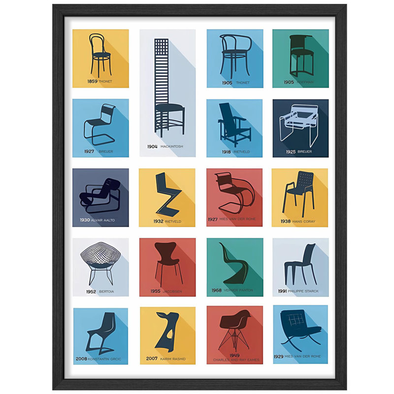 Chaise colorée colorée Iconic Designs, Noir, H 14 po x l 11 po