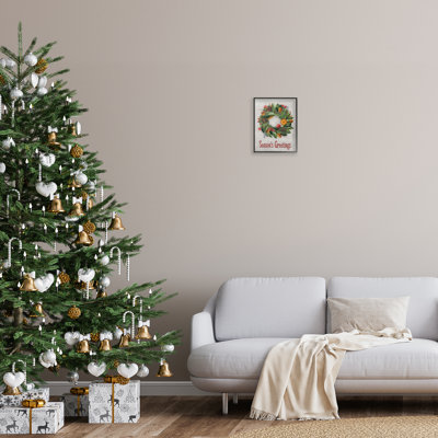 «Holiday Greeting Potpourri Wreath», art de la giclée encadrée, design par Darlene Seale
