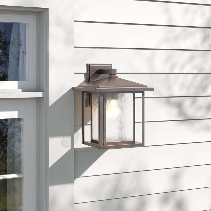 Iwan Glass Wall Light, 15.25" H x 12" W x 11" D, Oil Rubbed Bronze