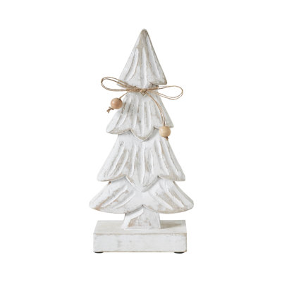 Festive Finds Snowy Tree Textured Wooden White 10.25x4.75x2.25