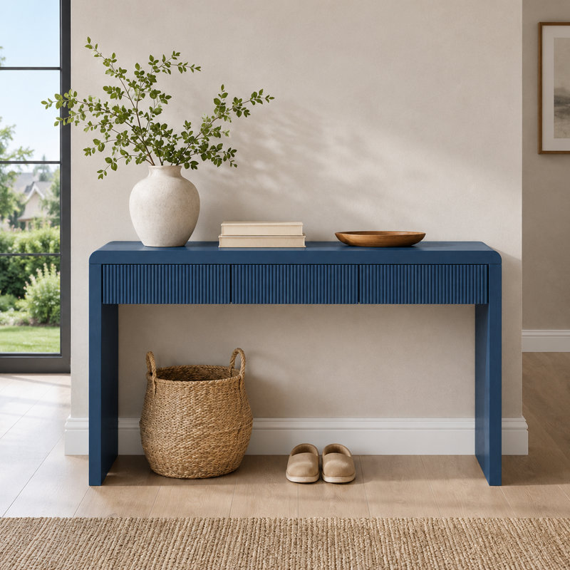 Console de salon avec 3 tiroirs Classic, Marine