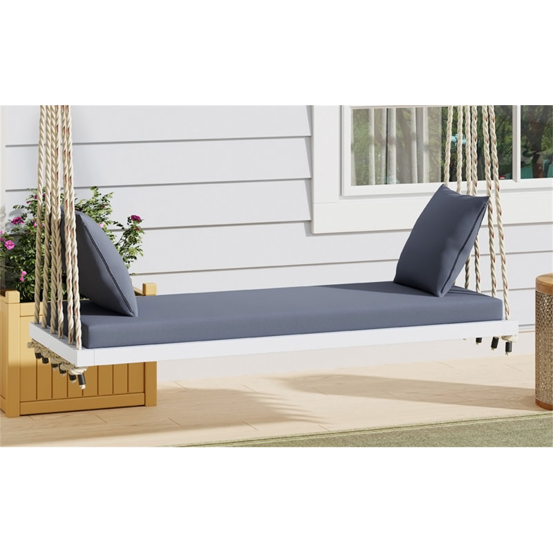 Balancelle de patio en bois Topmax, Blanc, Blanc