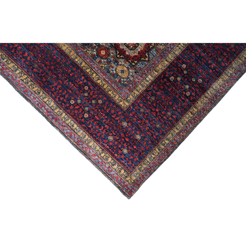 High-Quality Hand-Knotted Grey And Navy Area Rug