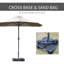 Parasol de terrasse de 15 pi, acier rectangulaire, pare-soleil double face, manivelle sans effort, acier rectangulaire café, protection, manivelle simple,