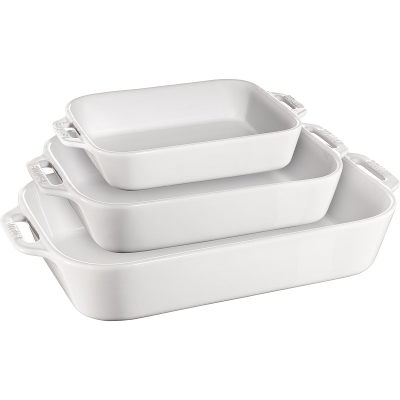 Ensemble de plats de cuisson rectangulaires en céramique 3 pièces Staub - Blanc, Blanc