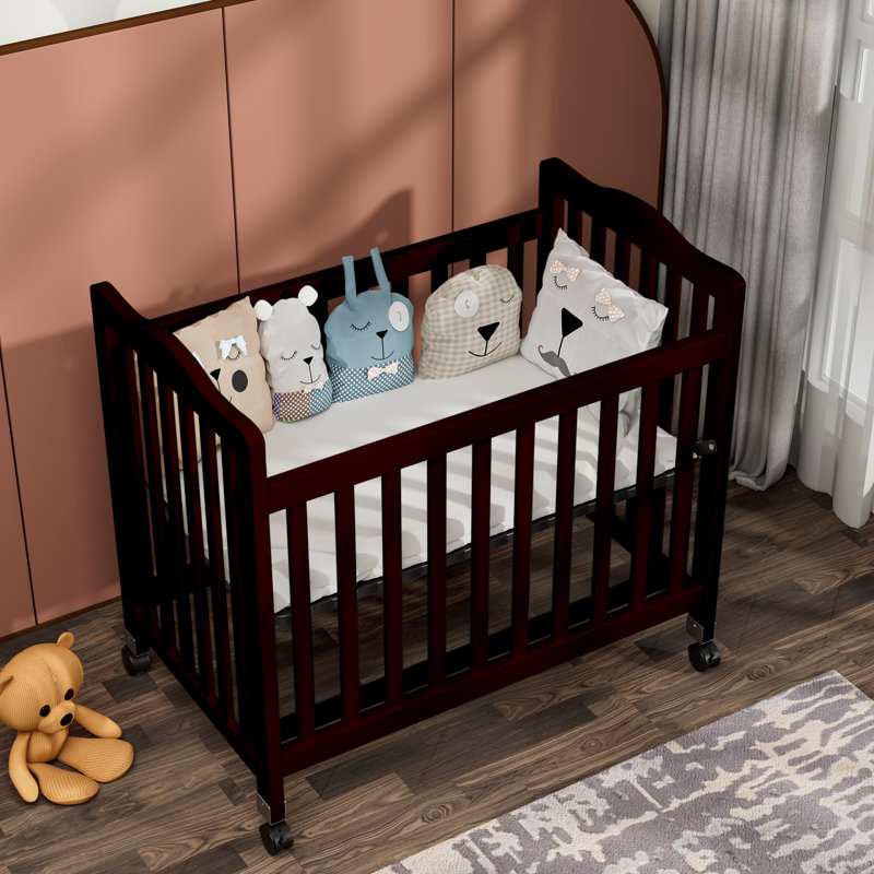 Mini lit de bébé Hinojosa avec matelas réglable à 3 positions, Espresso