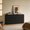 Commode noire à 6 tiroirs, commode large moderne avec design sans poignée