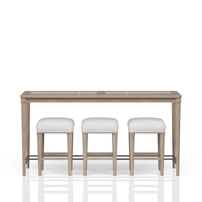 Frosted Glass Console Table With 3 Stools