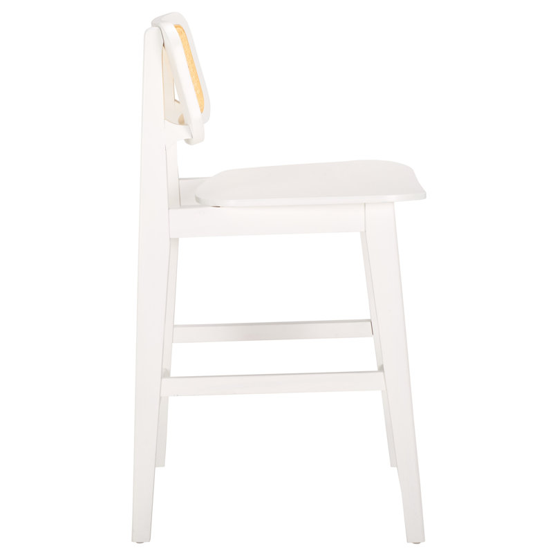 Luz Cane Counter Stool, White/Natural