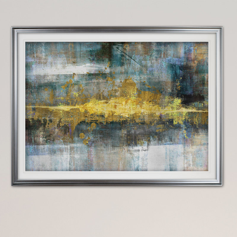 « Frequency », reproduction de peinture, Cadre argenté, H 28 po x l 38 po x P 1,5 po