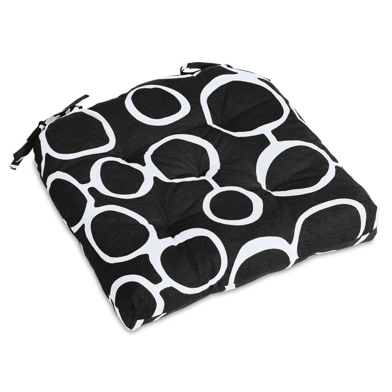 Outdoor 3'' Dining Chair Chair Pad, Black Cotton