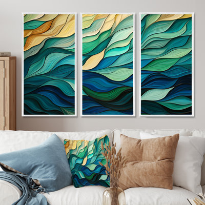 Green And Yellow Gleaming Ink I - Abstract Collages Wall Art