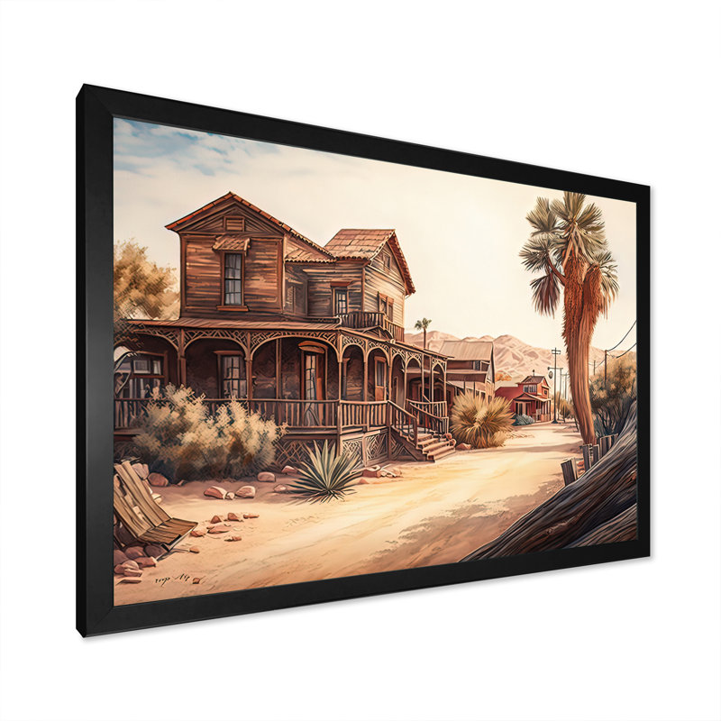 Arizona Large Wild West Town - Impression sur toile, Cadre photo noir, H 12 po x l 20 po x P 1 po
