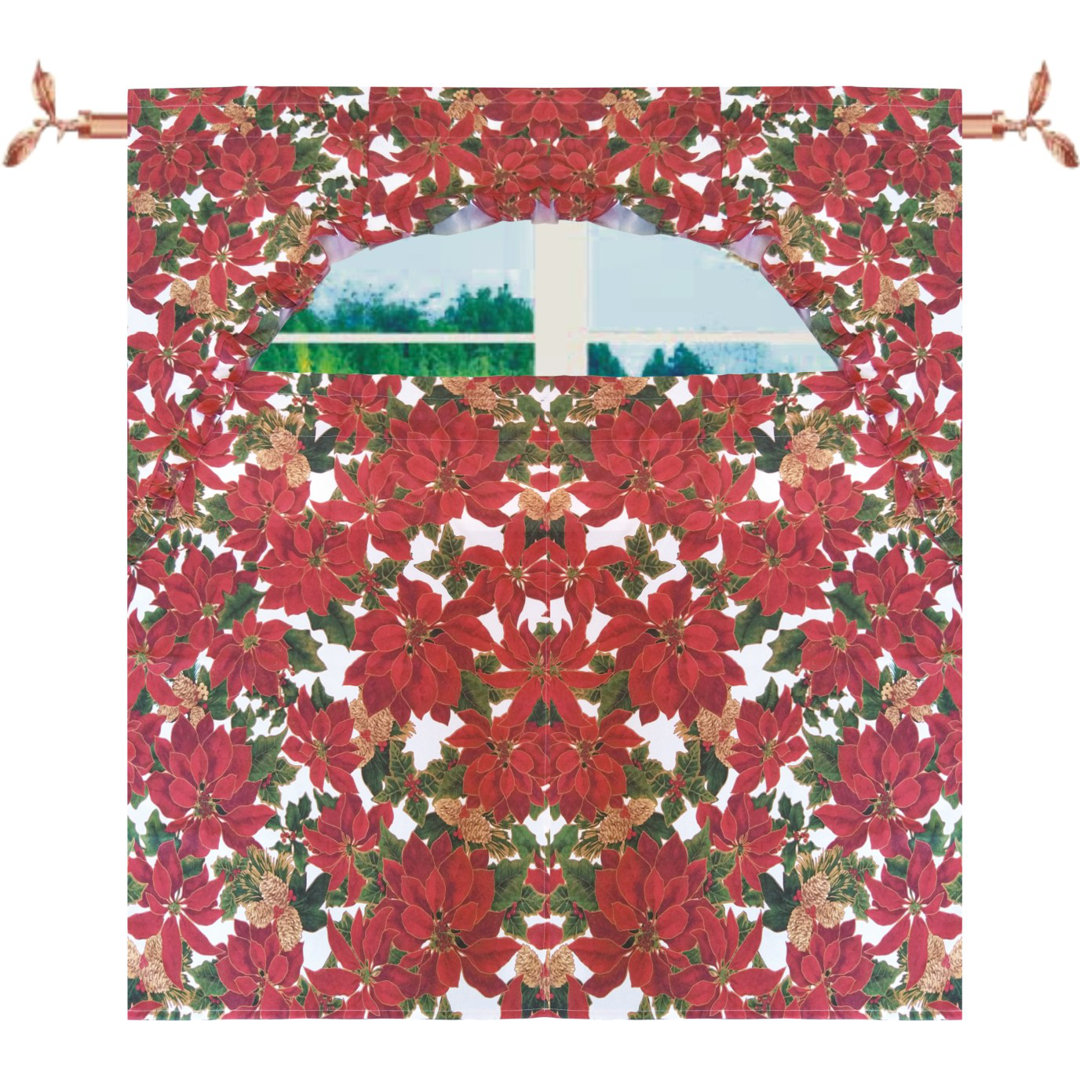 Roby Floral Scalloped Kitchen Curtain (Set of 3) The Holiday Aisle®