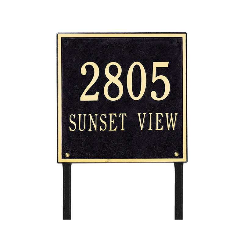 2-Line Lawn Address Sign, Yes, Antique Copper