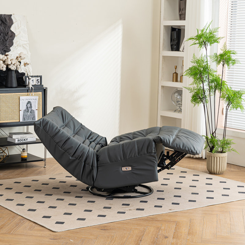 Fauteuil inclinable et pivotant en cuir Vegan, Similicuir gris foncé