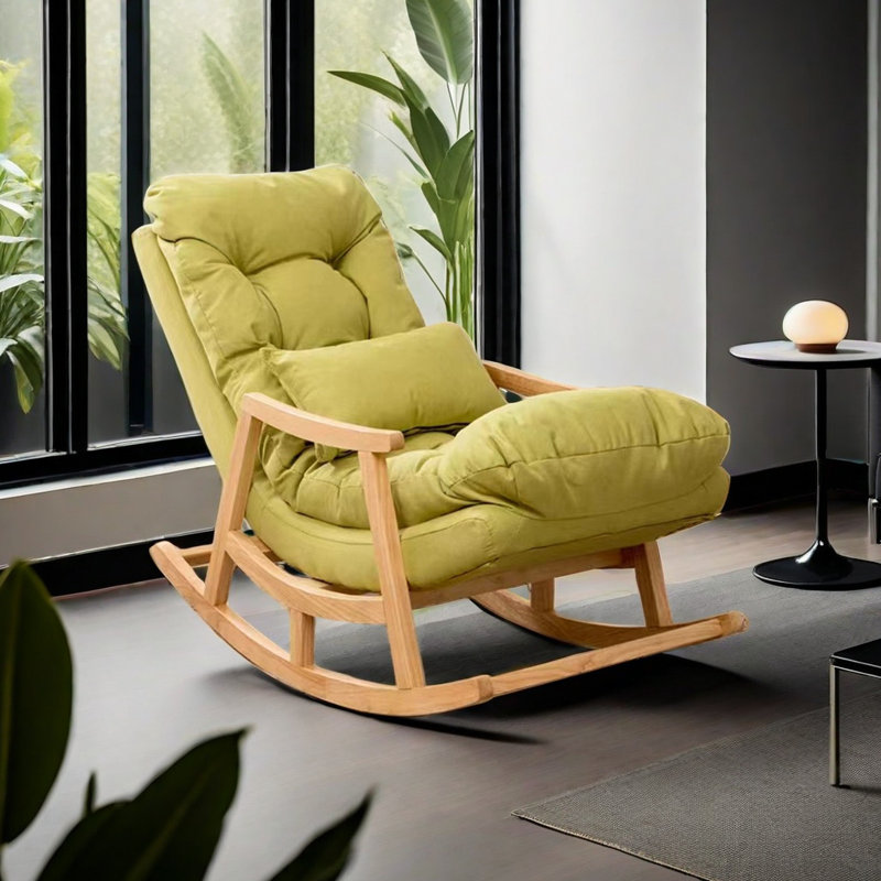 Chaise berçante en bois massif Cloud, Vert