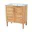 Meuble-lavabo antique de 30 po avec lavabo en céramique, meuble-lavabo moderne Mid-Century avec 2 portes à fermeture en douceur et grand espace de rangement, ensemble de meuble-lavabo simple autoportant rétro