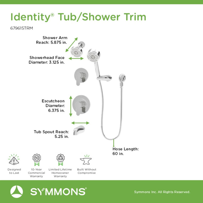 Identity HydroMersion Double Handle Tub and Shower System, Polished Chrome