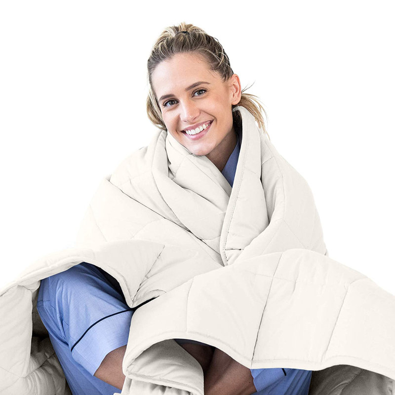 Weighted Throw Blanket, Queen, 20, Ivory