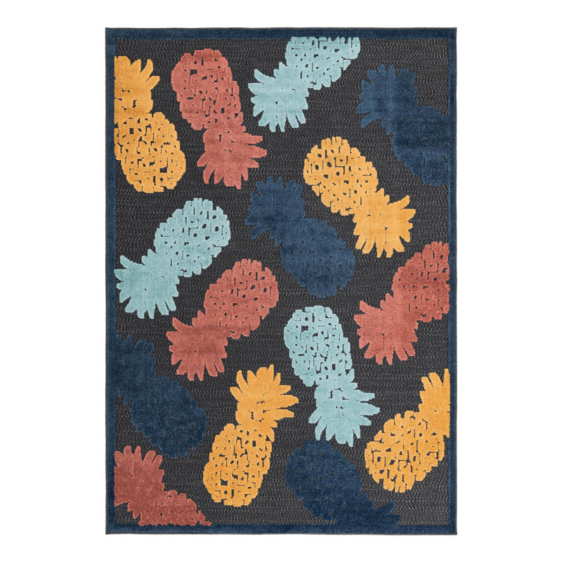 Medfield Indoor/Outdoor Rug Black, Rectangle 6' x 9'