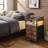 Nightstands With Charging Station, Mid Century Modern End Side Table, Bedside Table, Rustic Brown