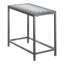 Table d'appoint, côté, bout, table de chevet, lampe, salon, chambre à coucher, carrelage bleu, métal gris, transitionnel