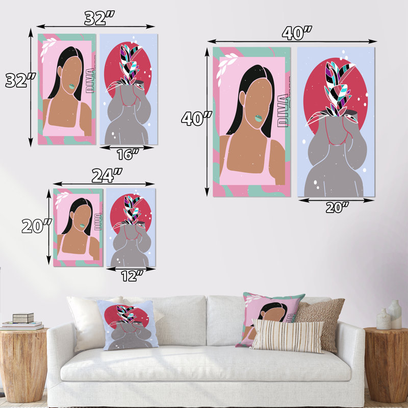 Minimalisme mode abstrait IV - ensemble de 2 impressions, Toile tendue, H 20 po x l 24 po x P 1 po