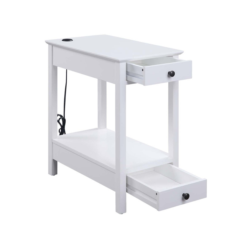 Table d'appoint polyvalente en bois avec USB et plusieurs options de rangement