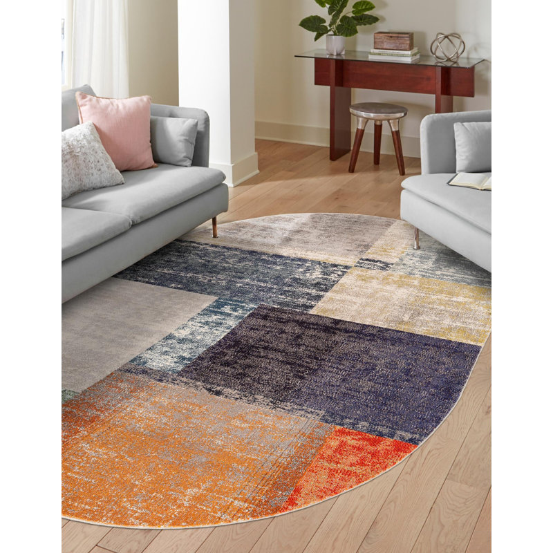 Washable Indoor Rug, Oval 7'10" x 10'