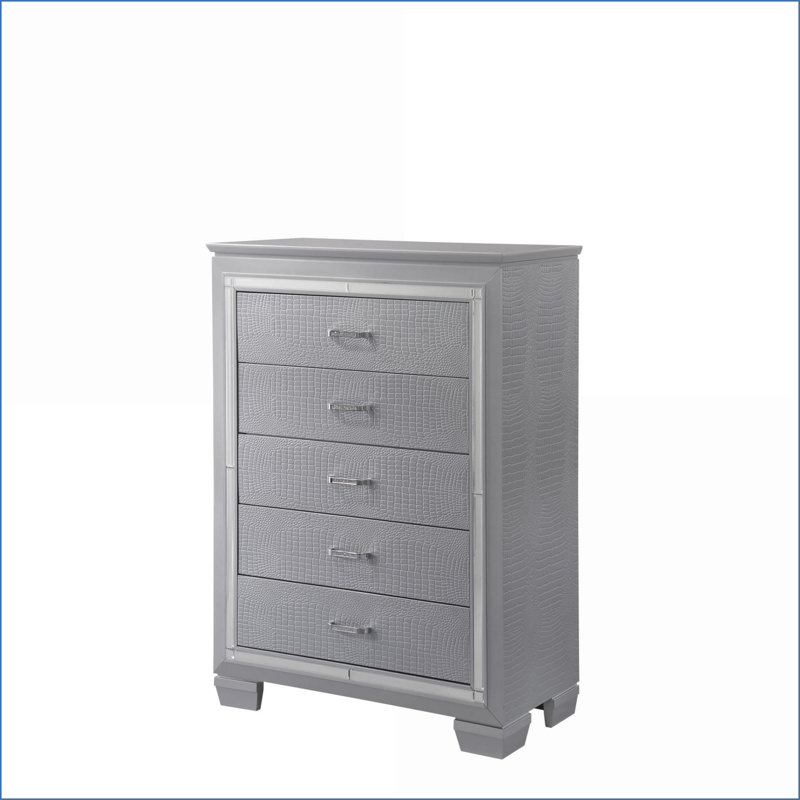 Commodes | Commode Lillian Modern Glam avec tiroirs en queue d'aronde et amp; Miroirs décoratifs | Gris | Bois