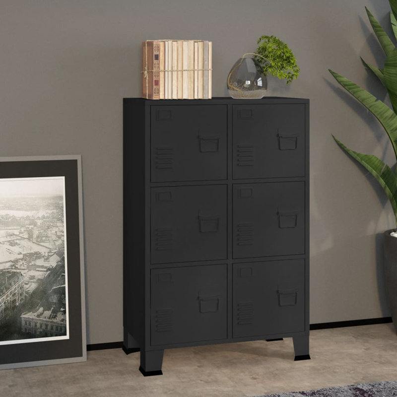 Chirata vidaXL Storage Chest, Metal Storage Cabinet, Metal Handle, Black