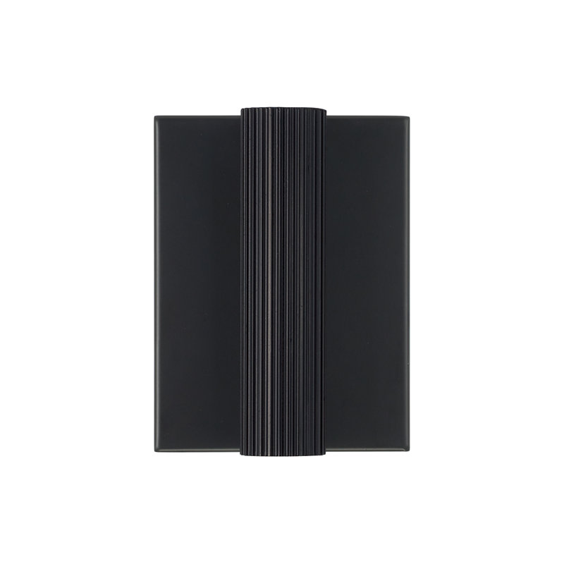 4.5" W x 6" H Integrated LED Mini Dual Sconce in Matte Black with Fluted Texture and Up and Down Cylindrical Light