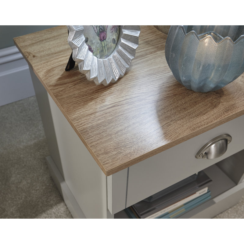 Brielle 45cm W Bedside Table, Grey/Oak