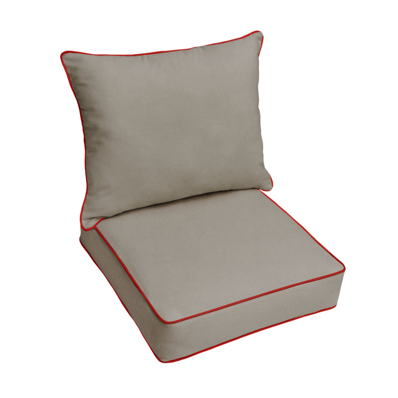 Sunbrella Outdoor Solid Corded Deep Seating Pillow and Cushion Set, 30 in W x 27 in D x 5 in H, Sunbrella - Canvas Charcoal