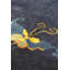 Tapis unique bleu marine / or / brun des années 30 de 9 pi 2 po x 12 pi 2 po Peking
