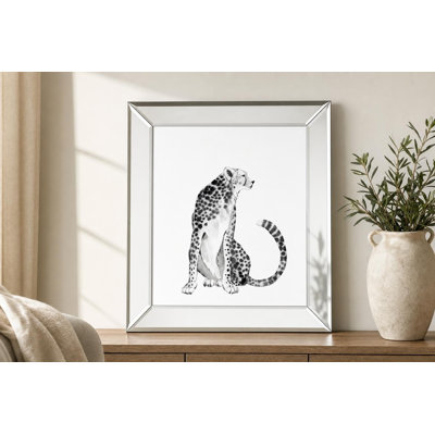 Chrome Cheetah I Wall Art - 22" x 26" - Mirrored Frame