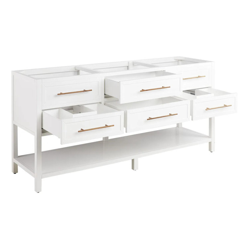 72" Robertson Double Bathroom Vanity - Cabinet Only, Bright White