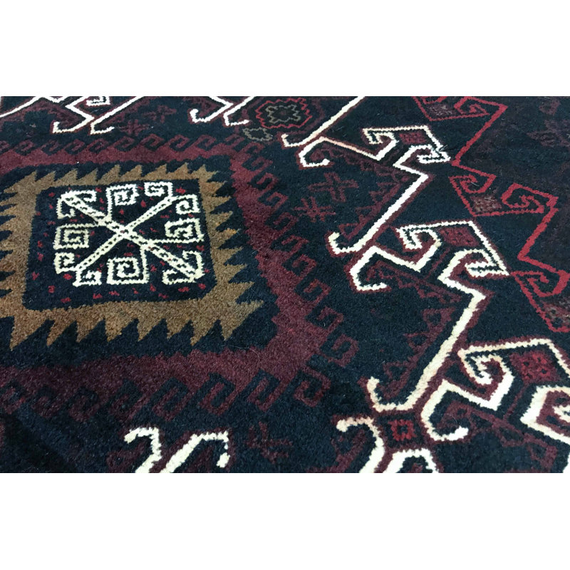 Tapis noir et rouge de haute qualité noué à la main