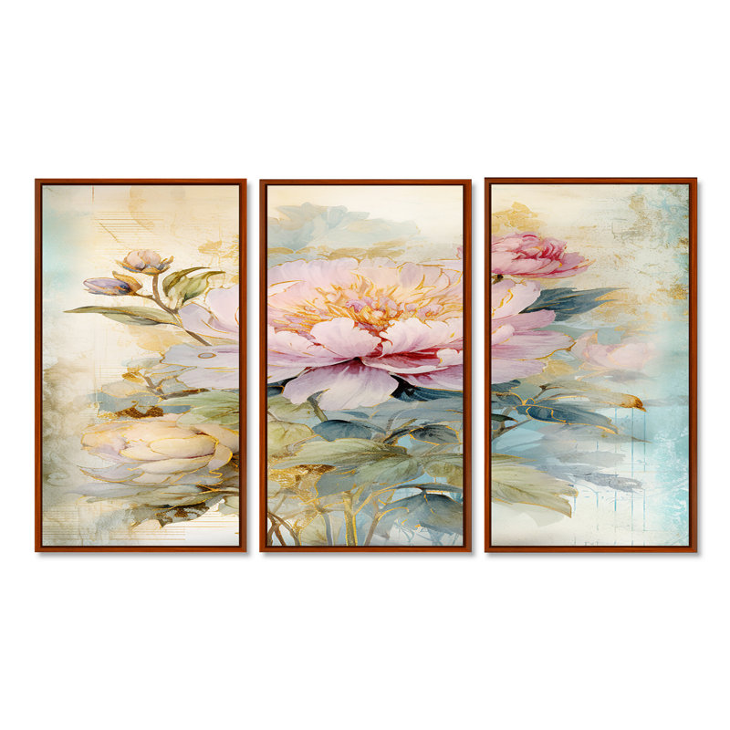 Millville - ensemble d'art mural pivoine, H 28 po x l 36 po, Argent argent